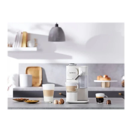Automatinis kavos aparatas su pieno plakikliu Delonghi EN510.W Nespresso, Baltos spalvos