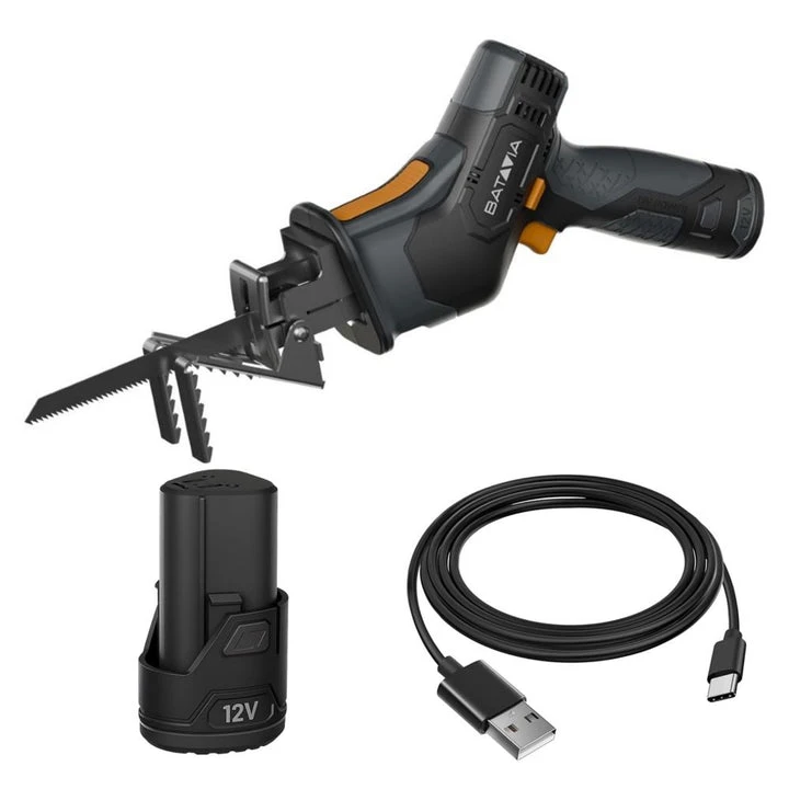 Akumuliatorinis tiesinis pjūklas Batavia 12 V – „Fixxpack 2.0“ rinkinys (su 2.0 Ah baterija Ir USB-C įkrovimo laidu) aprašymas - Prekės nuotrauka