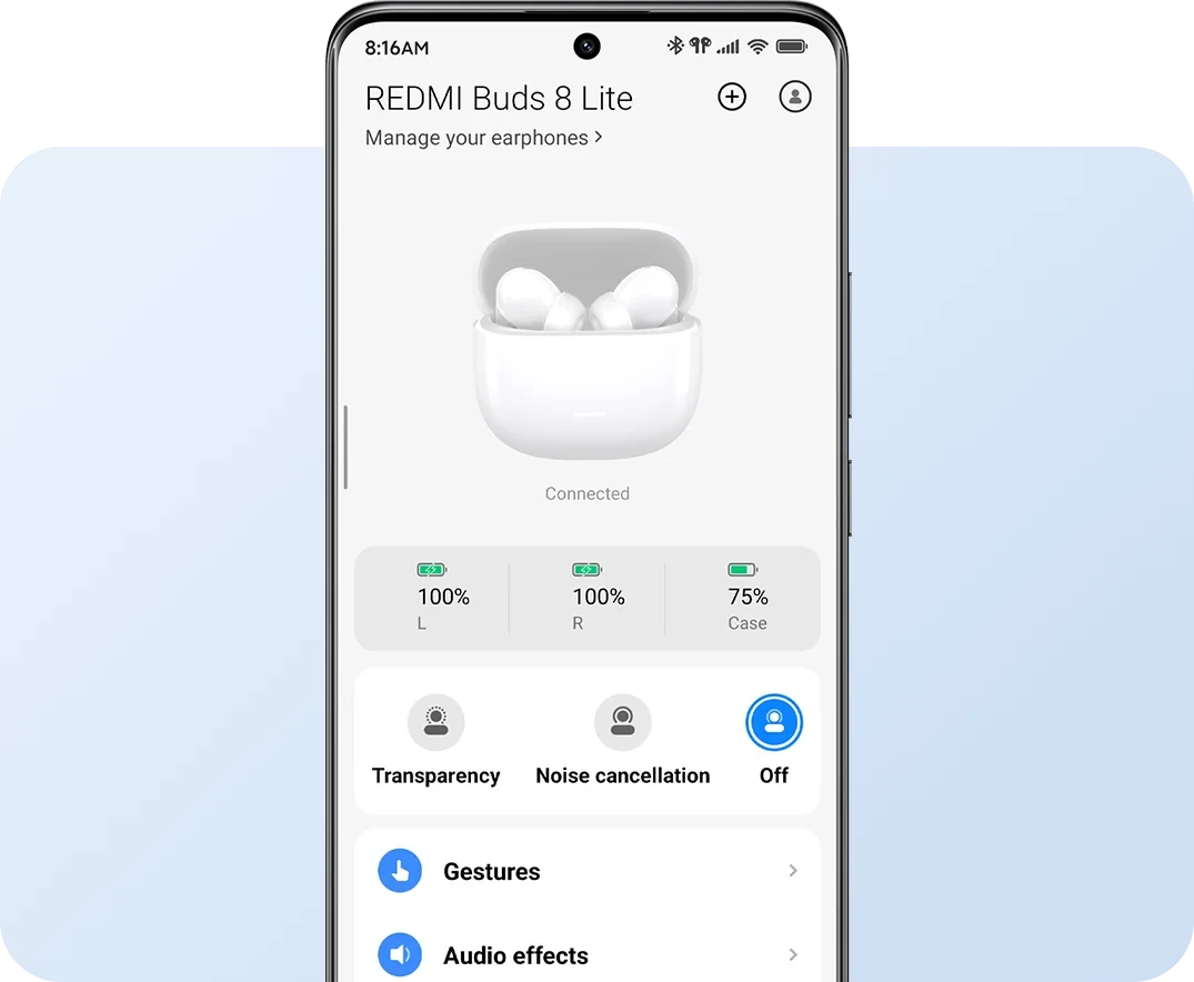 Belaidės ausinės Xiaomi REDMI Buds 8 Lite, spalva: juoda aprašymas - Prekės nuotrauka