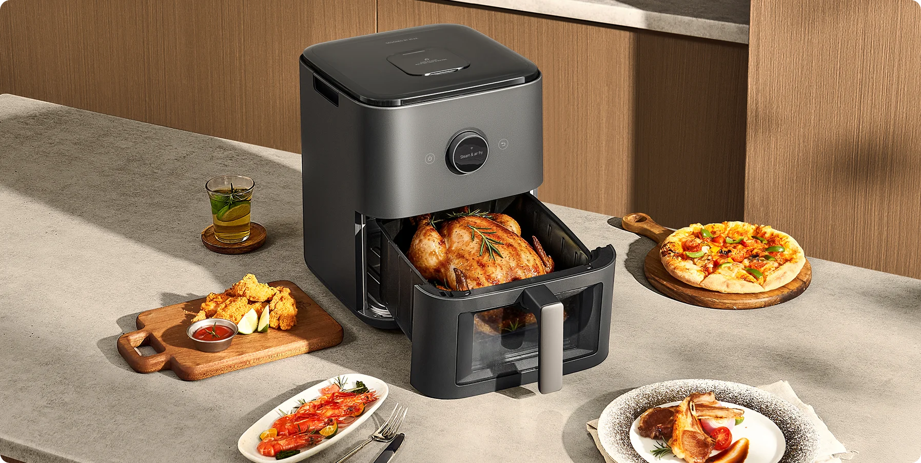 Karšto oro gruzdintuvė Xiaomi Mijia Smart Steam Air Fryer, 7L aprašymas - Prekės nuotrauka