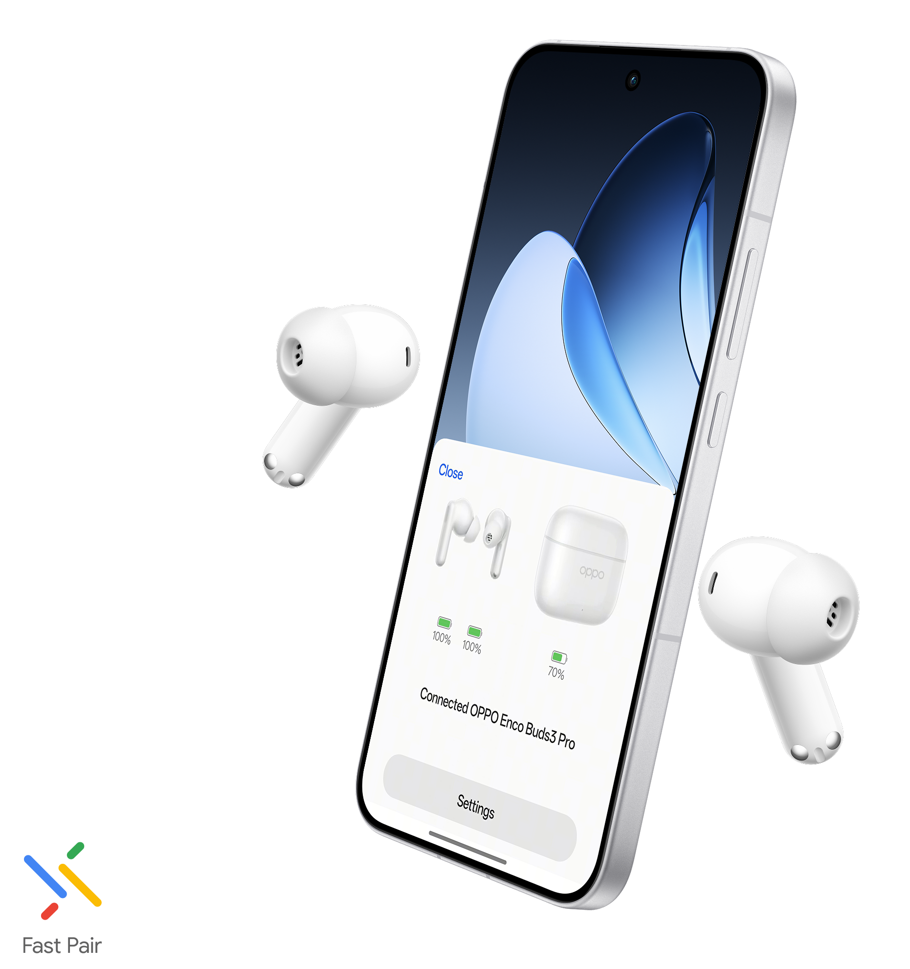 OPPO Enco Buds3 Pro Glaze White aprašymas - Prekės nuotrauka