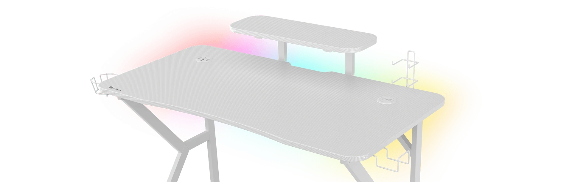 Žaidimų stalas Genesis Holm 320 RGB Gaming Desk, Baltas aprašymas - Prekės nuotrauka