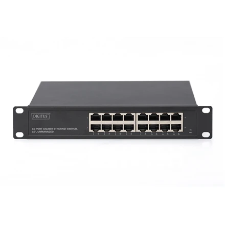 Šakotuvas Digitus Skaitmenas | 16 prievadų Gigabit Ethernet jungiklis | DN-80115 | Nevaldomas | Montuojamas ant stovo | Maitinimo tipas Vidinis