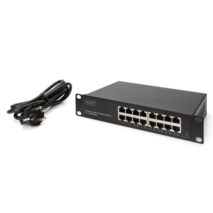 Šakotuvas Digitus Skaitmenas | 16 prievadų Gigabit Ethernet jungiklis | DN-80115 | Nevaldomas | Montuojamas ant stovo | Maitinimo tipas Vidinis