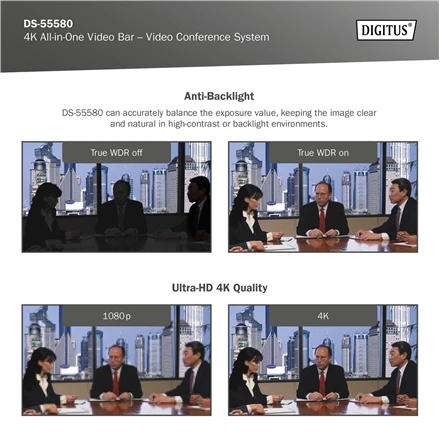 Digitus Skaitmenas | 4K All-in-One Video Bar Pro – vaizdo konferencijų sistema | DS-55580