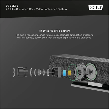 Digitus Skaitmenas | 4K All-in-One Video Bar Pro – vaizdo konferencijų sistema | DS-55580