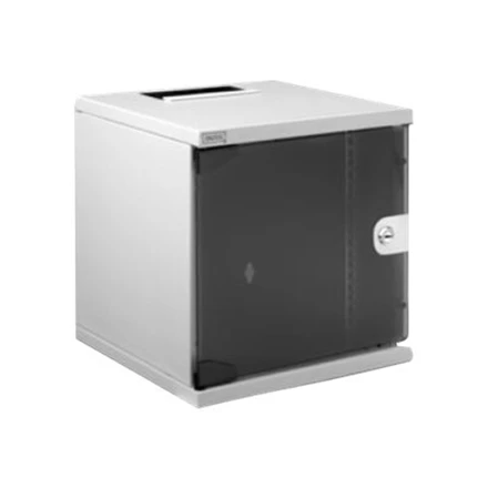 „Digitus“ | 6U sieninė spintelė | DN-10-05U-1 | Saugos klasė IP20; 200° durų atidarymo kampas; Rakinamos apsauginio stiklo durys; 254 mm (10 colių) profilio bėgeliai, sumontuoti priekinėje pusėje spintelės viduje, cinkuoti; 254 mm (10 colių) profilio bėgelių gylis yra reguliuojamas | 33,0 x 31,2 x 30,0 cm | Pilkas