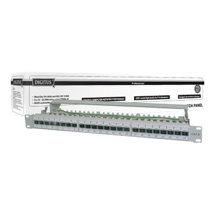 Assmann Electronic DIGITUS Komutacinė panelė 1HE 24 prievadų Cat6a ekranuota šviesiai pilka