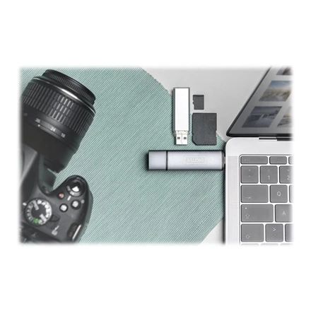 Assmann Electronic DIGITUS DA-70886 Combo kortelių skaitytuvo šakotuvas USB-C+USB 3.0 1x SD 1xMicroSD 1xUSB 3.0 pilkas