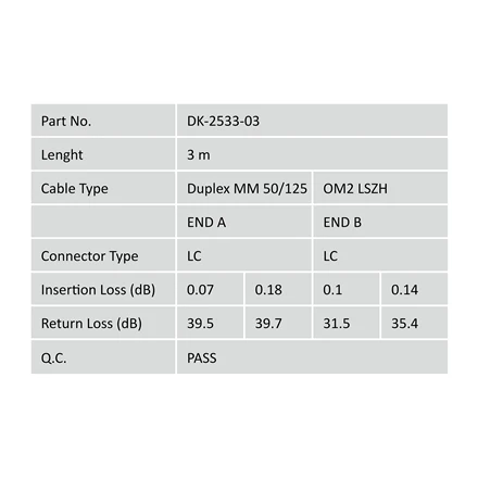 Assmann Electronic DIGITUS LWL patchcable LC/LC 50/125um 3m Multimode Duplex Halogenfrei bis 1Gbit su protokolu oranžinis OM2