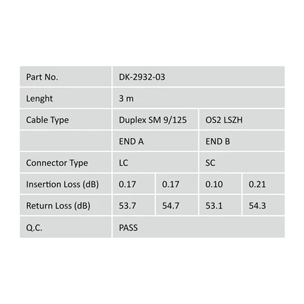 Assmann Electronic DIGITUS LWL patchable LC/SC 09/125um singelmode Duplex be halogenų su protokolu geltona 3m