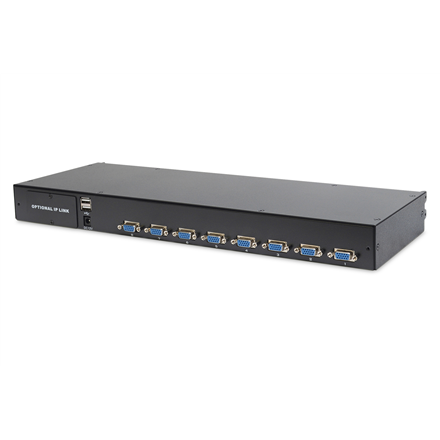 Assmann Electronic DIGITUS modulinė 48,3 cm 19 colių TFT konsolė su 8 prievadų KVM US klaviatūra RAL 9005 juodos spalvos