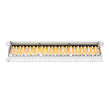 Assmann Electronic DIGITUS Patch Panel 19inch 24Port Cat6 ekranuotas pilkas RAL7035 kabelio montavimas apie LSA