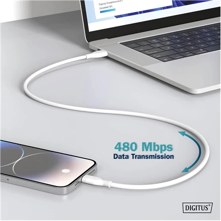„Digitus“ | Silikoninis jungiamasis kabelis | AK-300341-010-W | USB-C–USB-C jungtis