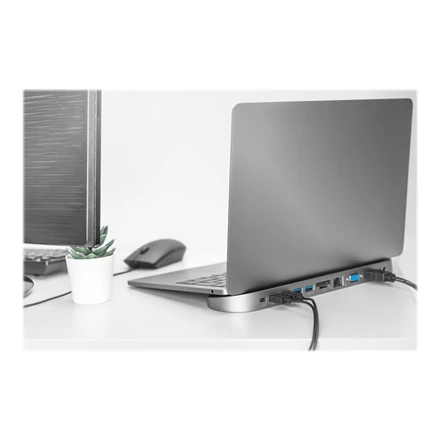Assmann Electronic DIGITUS DA-70888 12-port USB-C Dock pilka HDMI VGA 2xUSB-C 4xUSB-A RJ45 1x3.5mm SD/MicroSD