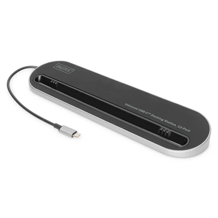 Assmann Electronic DIGITUS DA-70888 12-port USB-C Dock pilka HDMI VGA 2xUSB-C 4xUSB-A RJ45 1x3.5mm SD/MicroSD