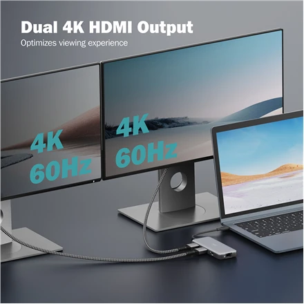 „Digitus USB-C“ įkrovimo stotelė, 8 prievadų | DA-70915 | Ethernet LAN (RJ-45) jungtys: 1 | HDMI jungčių kiekis: 2