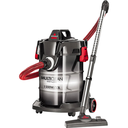 Bissell Dulkių siurblys MultiClean Wet & Dry Drum Su vandens filtravimo sistema, Drėgnas siurbimas, Galia 1500 W, Dulkių talpa 23 L, Juodas/Nerūdijantis plienas