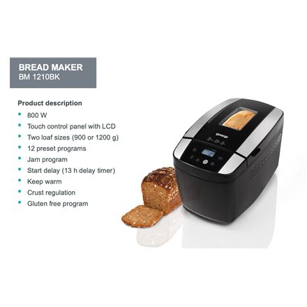 Duonkepė Gorenje | Bread maker | BM1210BK | Power 800 W | Number of programs 12 | Ekranas LCD | Juodas