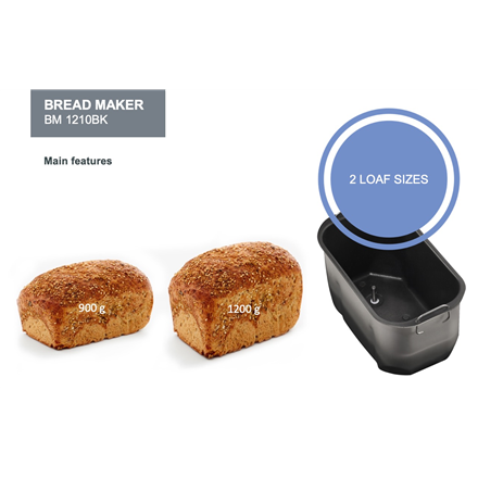Duonkepė Gorenje | Bread maker | BM1210BK | Power 800 W | Number of programs 12 | Ekranas LCD | Juodas