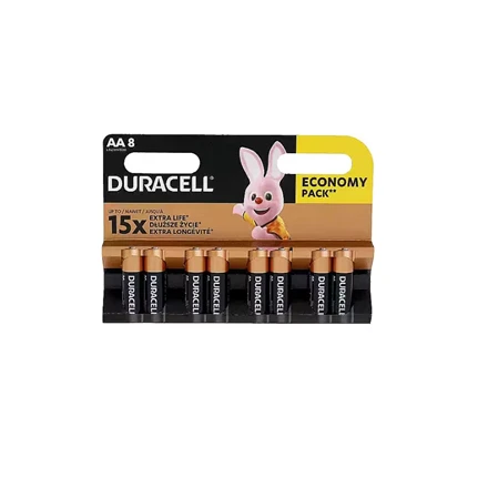 Duracell AA baterijų ekonomiška pakuotė 8 vnt