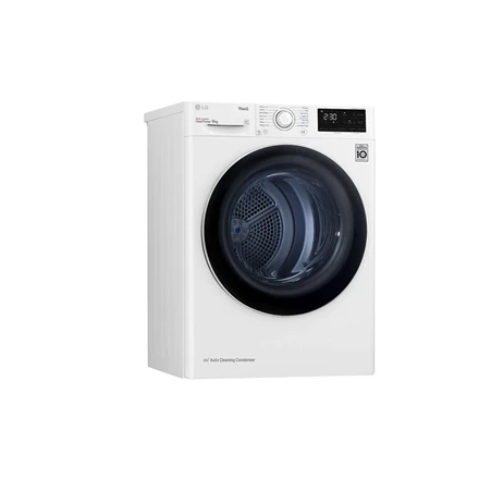 Džiovyklė LG Džiovintuvas RH80V3AV6N Energijos vartojimo efektyvumo klasė A++, Kraunamas iš priekio, 8kg, LED jutiklinis ekranas, Gylis 69 cm, Wi-Fi, Baltas