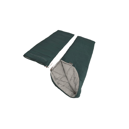 Easy Camp Lengva stovykla | Moon 200 Double | Miegmaišis | 220 x 150 cm | Dviejų krypčių atidarymas - automatinis užraktas, L formos | žalsvai mėlyna