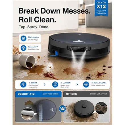 Dulkių siurblys-robotas ECOVACS DEEBOT X12 OmniCyclone, Juodas