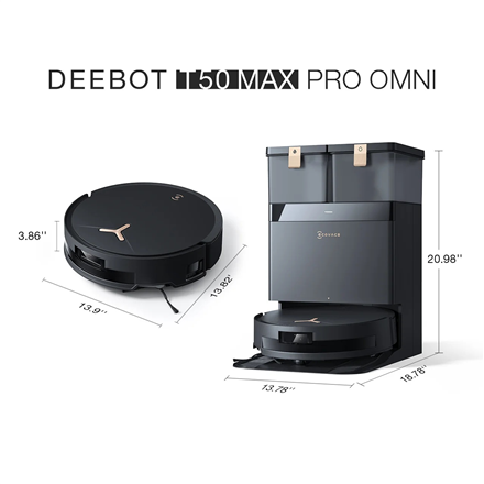 Dulkių siurblys - robotas Ecovacs Deebot T50 Max Pro Omni, Juodas