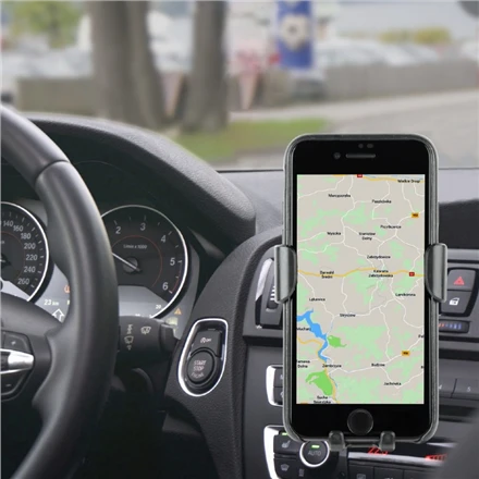 Gembird „EnerGenie“ | EG-TA-CHAV-QI10-01 | Automobilinis išmaniojo telefono laikiklis su belaidžiu įkrovikliu | Įmontuotas įkroviklis | 77 g