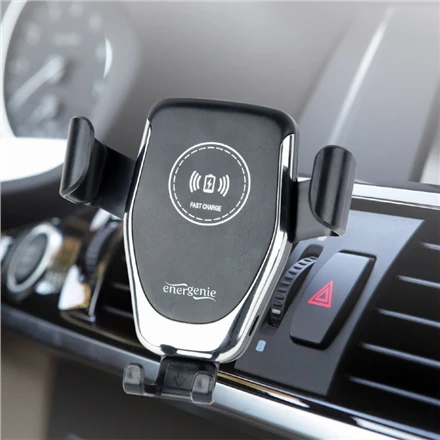 Gembird „EnerGenie“ | EG-TA-CHAV-QI10-01 | Automobilinis išmaniojo telefono laikiklis su belaidžiu įkrovikliu | Įmontuotas įkroviklis | 77 g