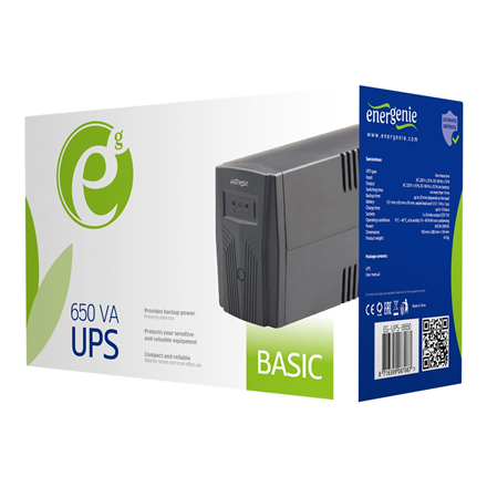 Gembird Energenie | EG-UPS-B650 "Basic 650" UPS, Shuko išvesties lizdai | 650 VA | 220V±28% V | AC 220V±10% V