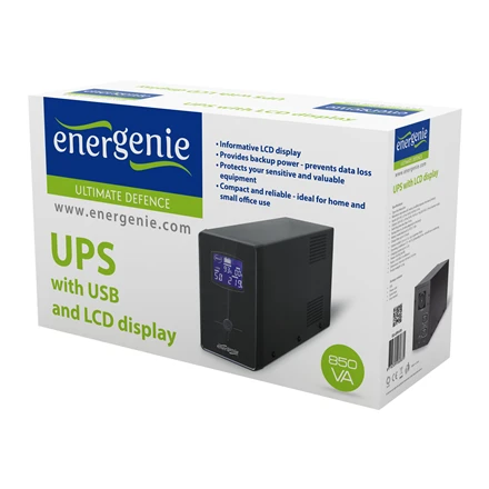 Gembird Energenie | UPS su USB ir LCD ekranu, Juodas | 850 VA | 220 V