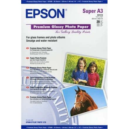 Epson Premium Glossy Photo Paper A3, 250g/m2, 20 lapų