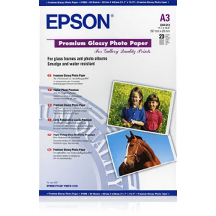 Epson Premium Glossy Photo Paper A3, 250g/m2, 20 lapų