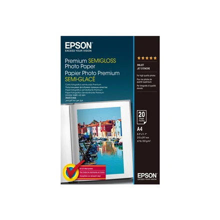 Epson Premium Semigloss Photo Paper, DIN A4, 251g/mÂ², 20 Sheets | A4