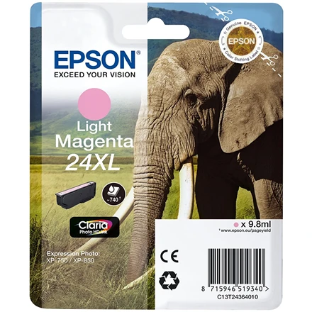 „Epson Claria Photo HD“ šviesiai purpurinės spalvos rašalo kasetė, 24XL, šviesiai purpurinė
