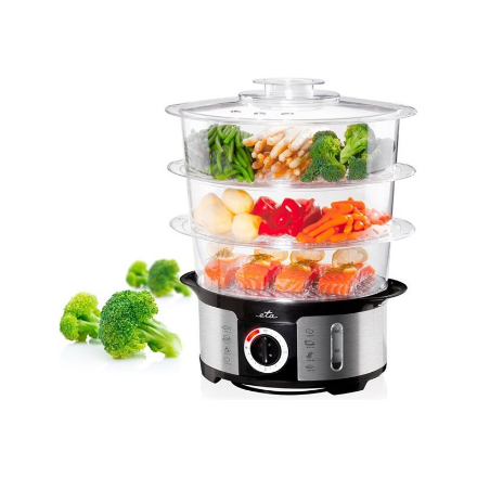Garų puodas ETA Garinė viryklė ETA013490000 Juodas/ nerūdijantis plienas, 1000 W, Talpa 12,25 L, Krepšelių skaičius 3