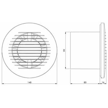 Europlast Vonios kambario ištraukimo ventiliatorius, apvalus EA100 Vonios kambario ventiliatorius, 15 W, skersmuo 10 cm, Baltas
