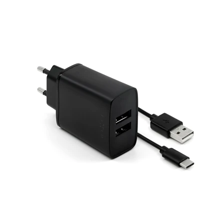 Fixed Pataisytas dvigubas USB kelioninio įkroviklio USB/USB-C laidas