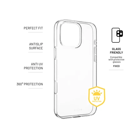 Dėklas Fixed Fiksuotas | Apsauga nuo UV spindulių | Galinis dangtelis | Apple | iPhone 16e | Termoplastinis poliuretanas (TPU) | Skaidrus