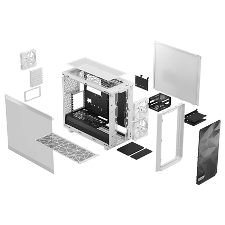 Fractal Design Fraktalų dizainas | Meshify 2 Lite TG Clear | Šoninis langas | Baltas | E-ATX | Įtrauktas maitinimo šaltinis Nr. | ATX