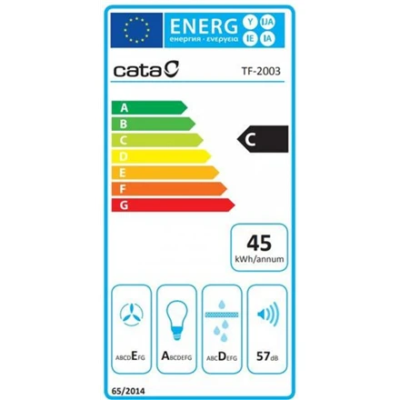 Gartraukis CATA | Gaubtas | TF 2003 600 GBK | Teleskopinis | C energijos vartojimo efektyvumo klasė | Plotis 60 cm | 390 m³/h | Mechaninis valdymas | LED | Juodas stiklas