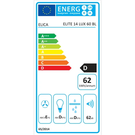 Įmontuojamas gartraukis Elica ELITE 14 LUX BL/A/60, juodas