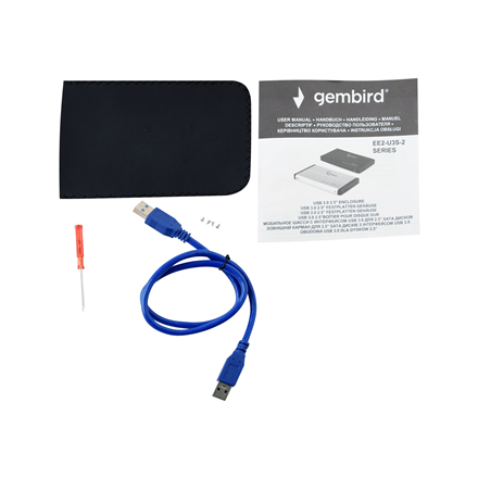 GEMBIRD EE2-U3S-2 HDD/SSD enclosure for 2.5 SATA - USB 3.0 Aliuminio Juodas