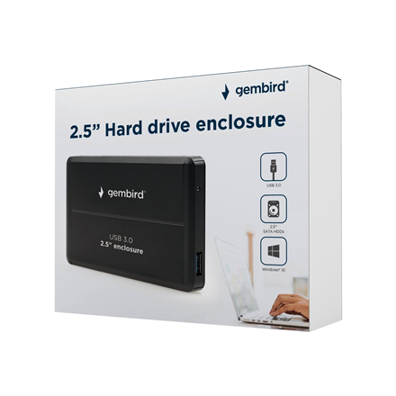 GEMBIRD EE2-U3S-2 HDD/SSD enclosure for 2.5 SATA - USB 3.0 Aliuminio Juodas