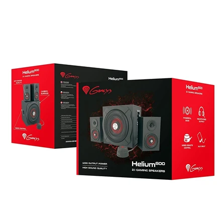 Kompiuterio kolonėlės GENESIS Helium 610BT Computer Speakers, Wired, Bluetooth, Juodas | Genesis | Helium 610BT | Bluetooth | Raudona/Juodas