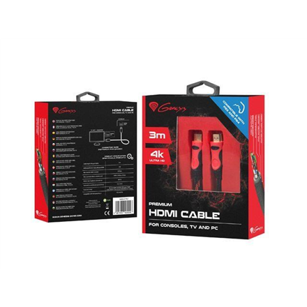 GENESIS PREMIUM didelės spartos HDMI kabelis, skirtas PS4 / PS3 3M 4K V2.0