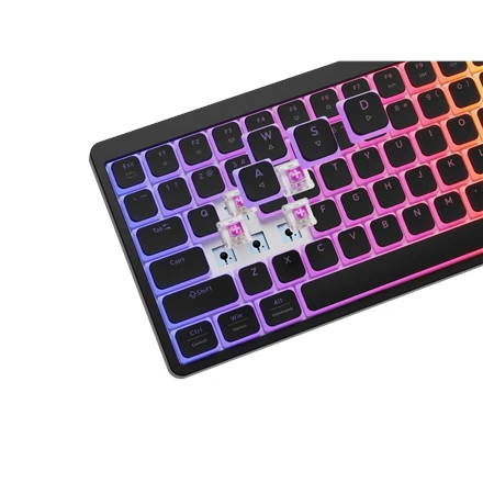 Klaviatūra žaidimams Genesis Thor 430 TKL Outemu Silent Rožinė su laidu mechaninė su pašvietimu juoda Hot-Swap Slim