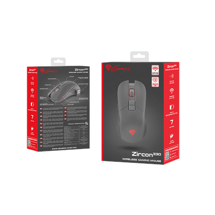 Genesis | ZIRCON 330 | Wireless | Pelė žaidimams | Juodas